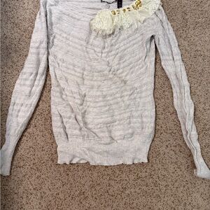 Light Beige Sweater with Lace Detail